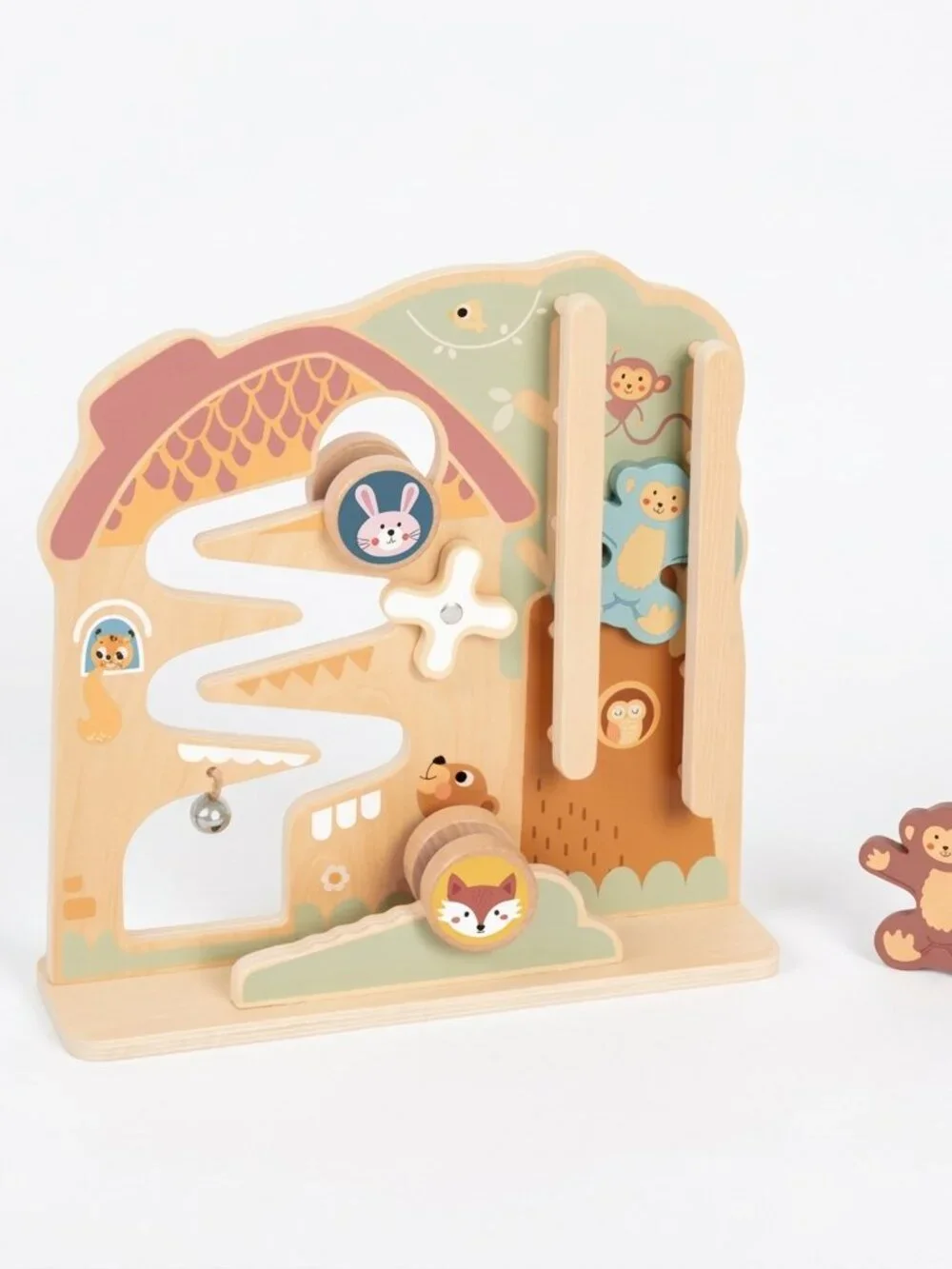 Tooky Toy 2-in-1 Wooden Activity Ball Track Maze Montessori Toddler Toy